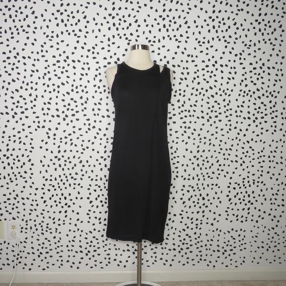 AllSaints Black Draped Front Caper Jersey Knit Sleeveless Dress - Picture 3 of 10